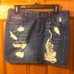 Blue Spice Distressed Jean mini skirt